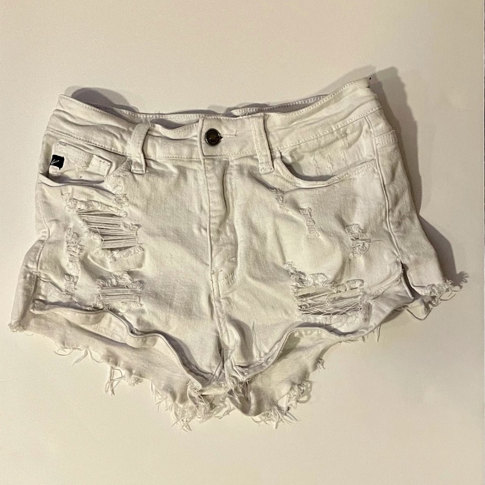 Stretchy white denim shorts - size 5/26